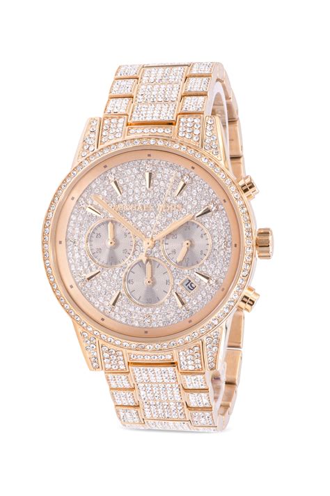 michael kors pre owned bling womens silver illuminated watches|Michael Kors ritz chronograph.